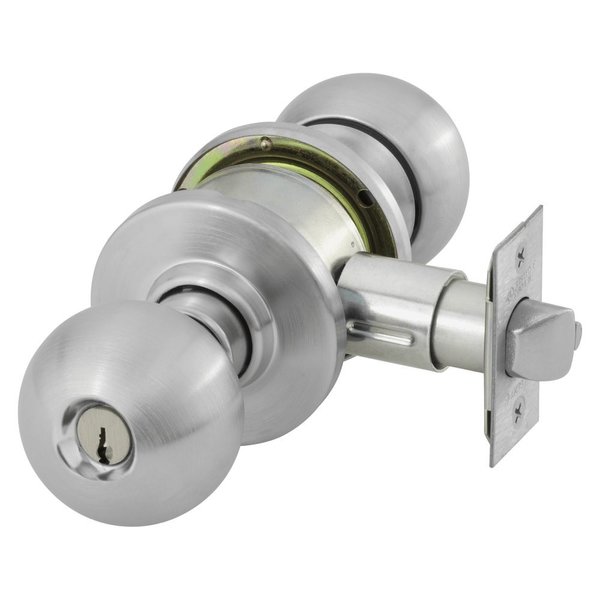 Sargent Grade 2 Classroom Cylindrical Lock, B Knob, O Rose, Conventional Cylinder, Satin Chrome Finish, Dead 28-6G37 OB 26D